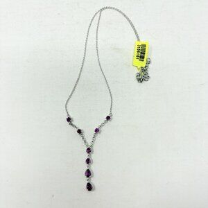 Shop LC Orissa Rhodolite Garnet Sterling Silver Princess Drop Necklace 5483